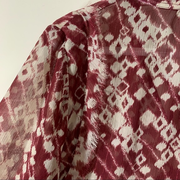 Nanette Lapore Ikat Print Sheer Fringed Top - Picture 6 of 12